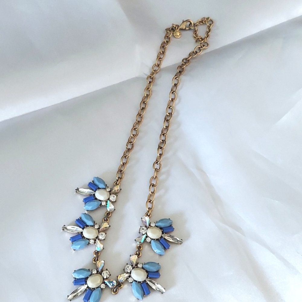 J. Crew Necklace Tagged Blue White and‎ AB crystals along with huge rhinestones. - Picture 6 of 6